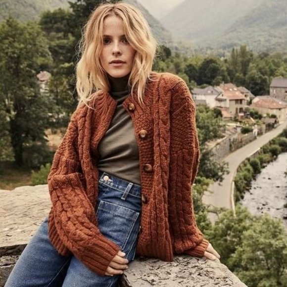 Doen Sweaters - Doen Skye Cardigan Sweater in Cinnamon XS/S